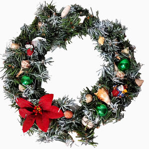 Coastal Christmas Wreath Seashells Nautical Beach Holiday Decor 11 in Artificial
